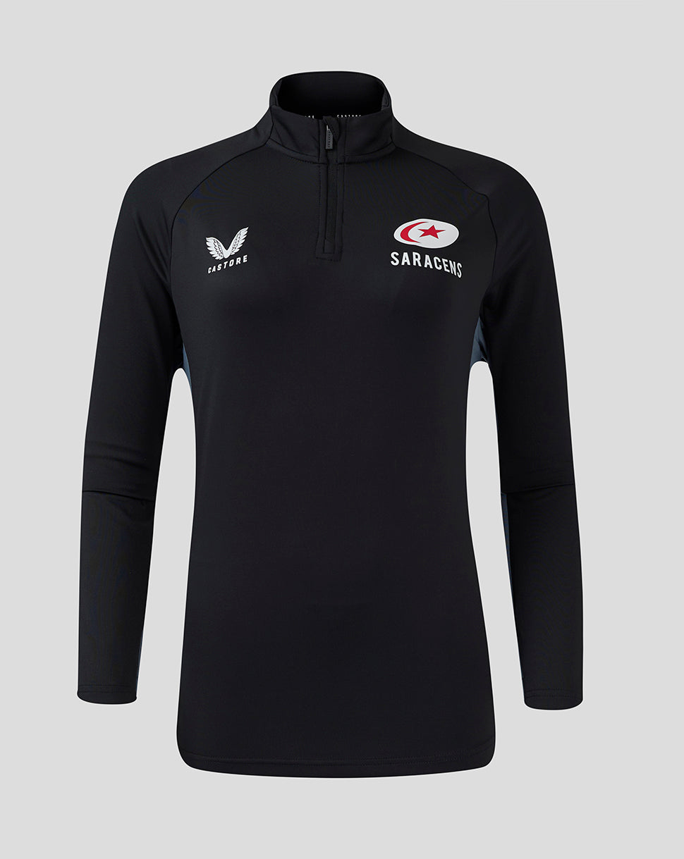 Saracens Damen 24/25 Trainings-1/4-Zip – Schwarz - Schwarz