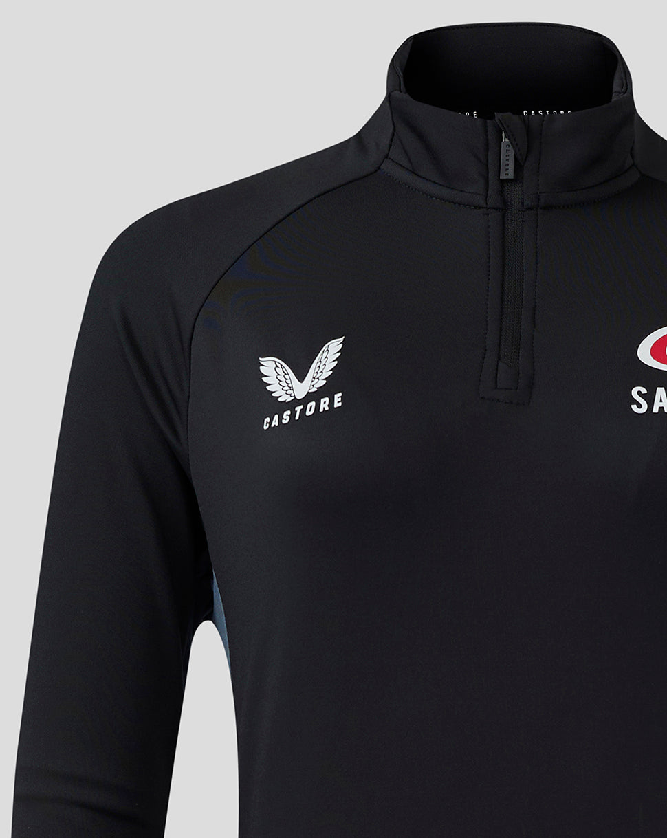 Saracens Damen 24/25 Trainings-1/4-Zip – Schwarz - Schwarz