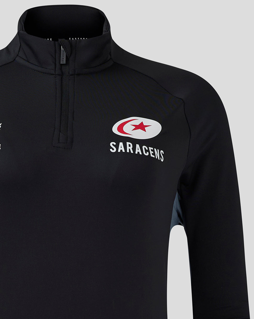 Saracens Damen 24/25 Trainings-1/4-Zip – Schwarz - Schwarz