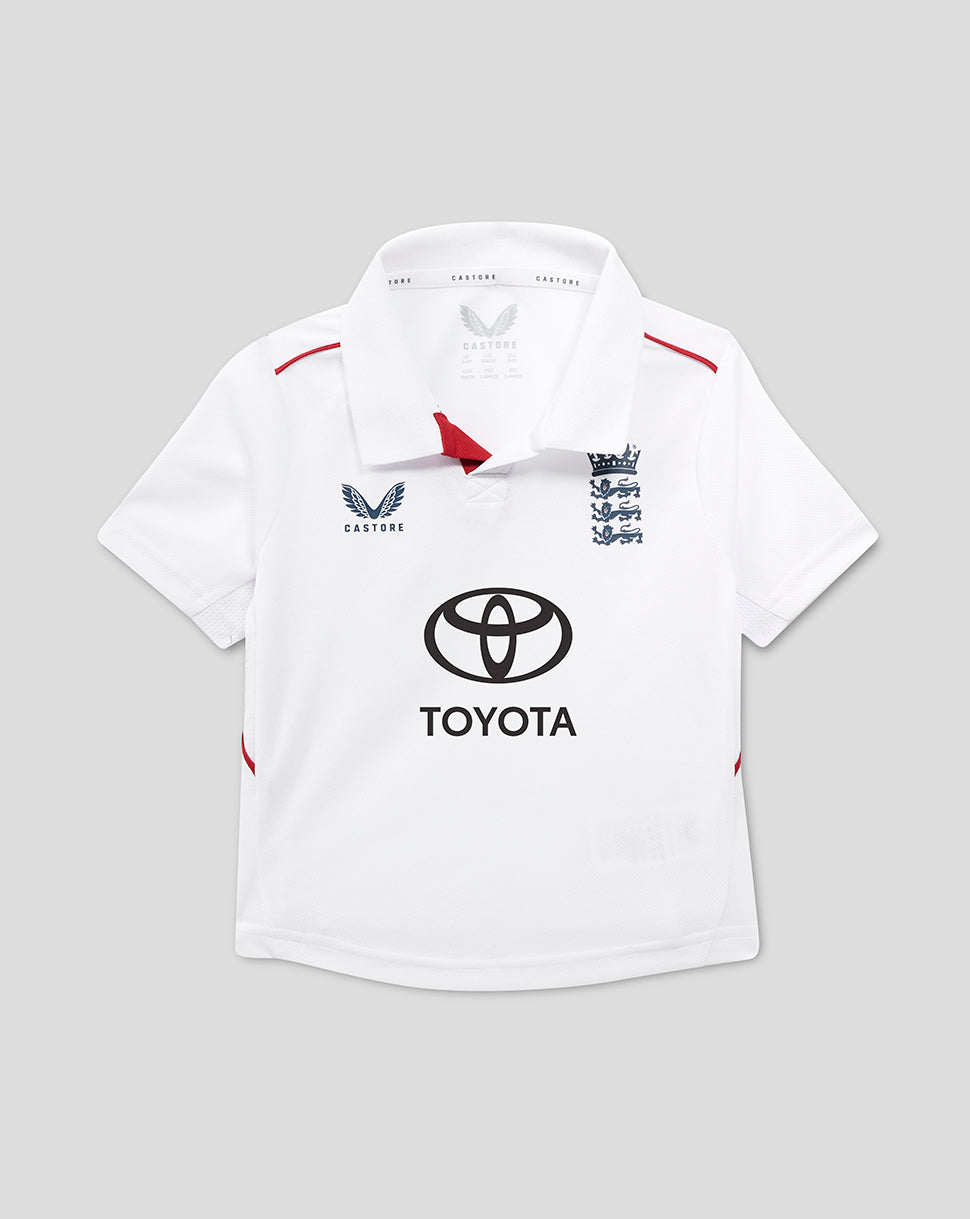 White sports jersey with Toyota logo on a gray background