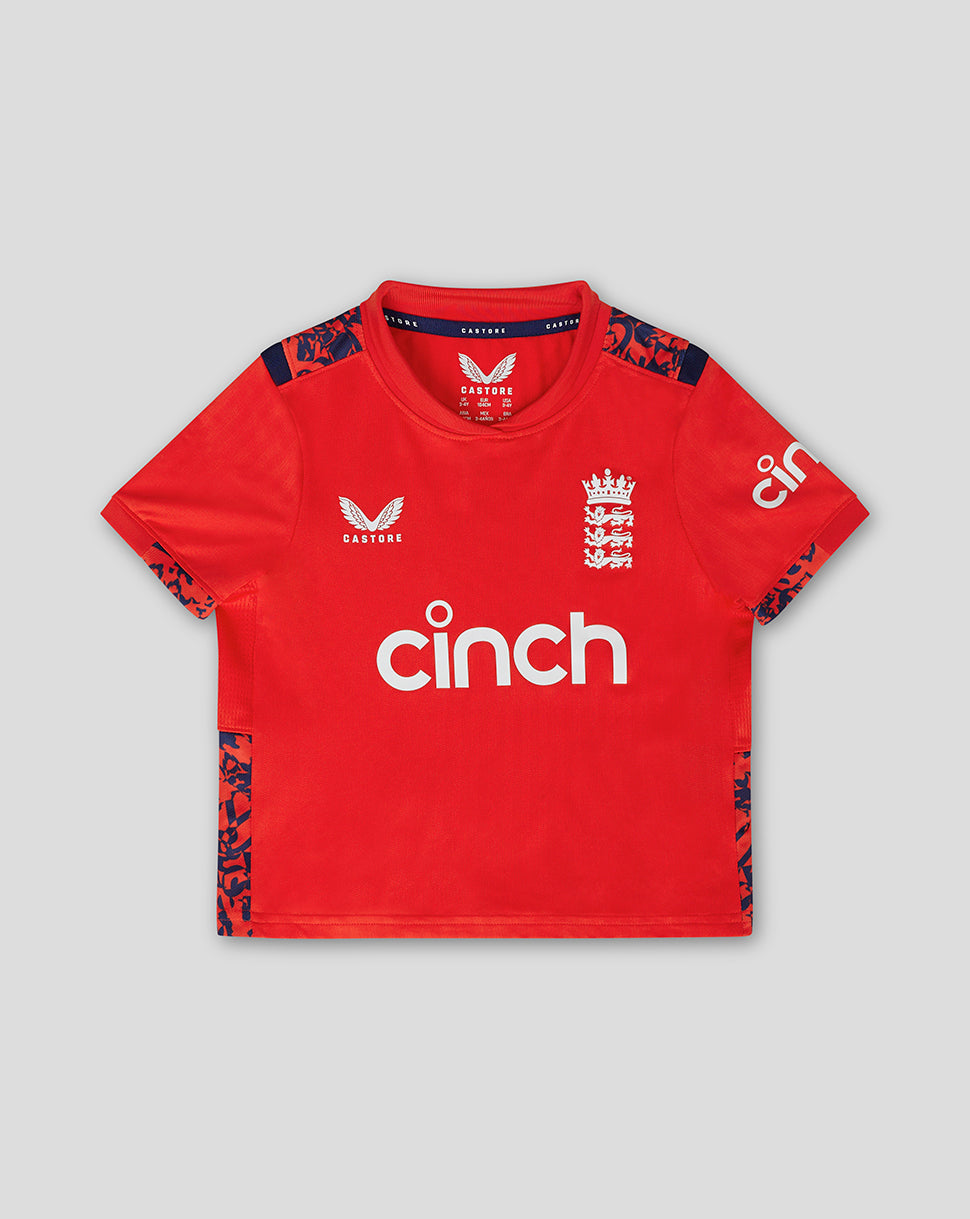 England Cricket Infant 24/25 T20 Short Sleeve Shirt - Red
