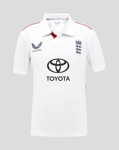 White polo shirt with Toyota logo on a gray background