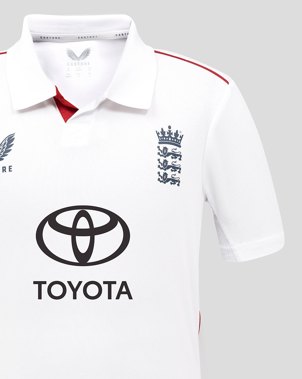 England Cricket Junior 26/27 Test Replica Shirt - Brilliant White