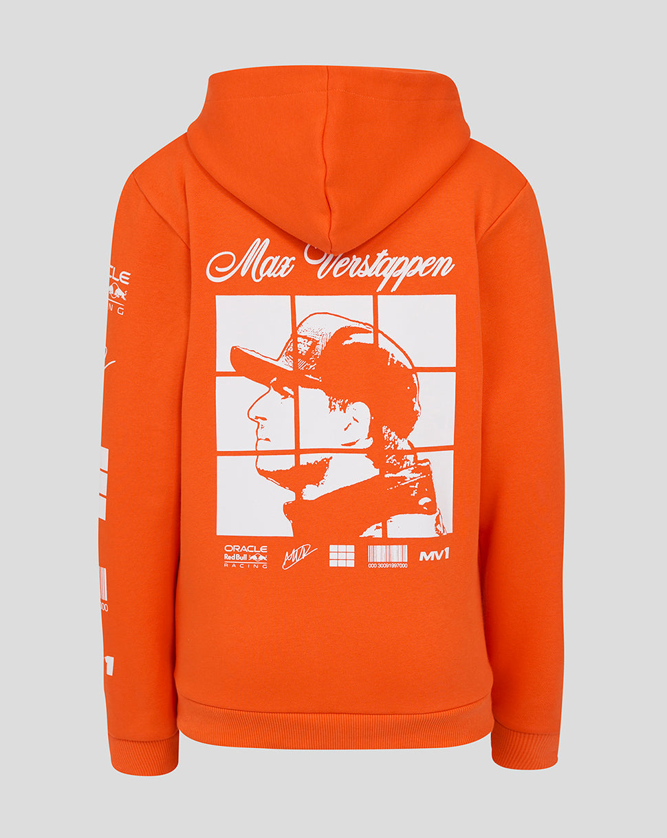 Oracle Red Bull Racing Junior Max Verstappen Puzzle Pullover Hoodie - Exotic Orange - Exotic Orange