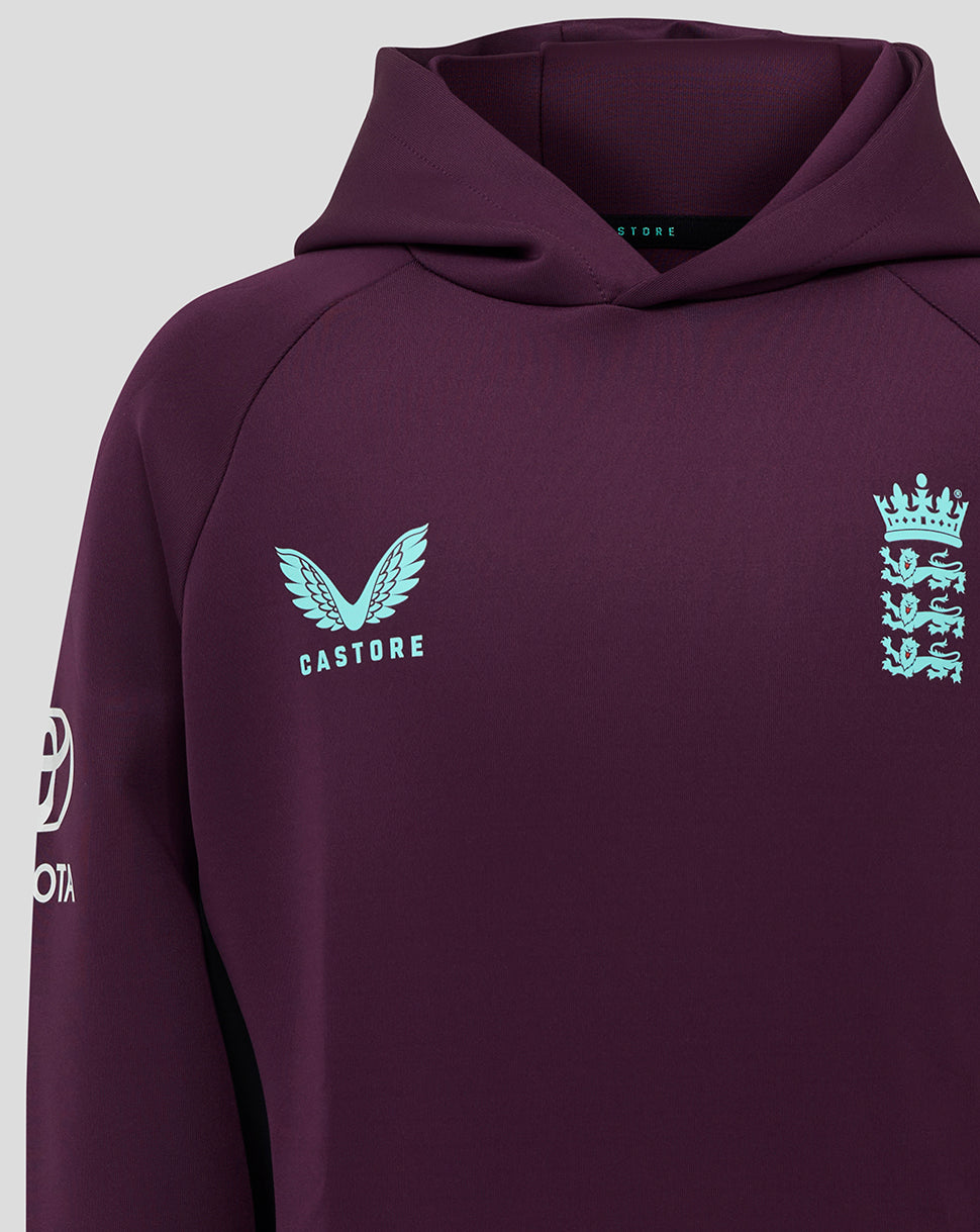 Sudadera con capucha England Cricket Training Junior 25/26 - Blackberry Wine/Caviar