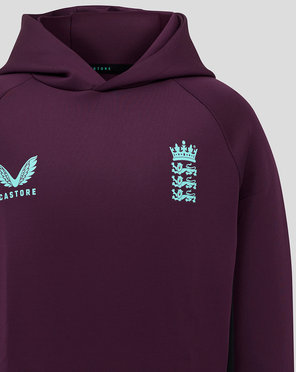 Sudadera con capucha England Cricket Training Junior 25/26 - Blackberry Wine/Caviar
