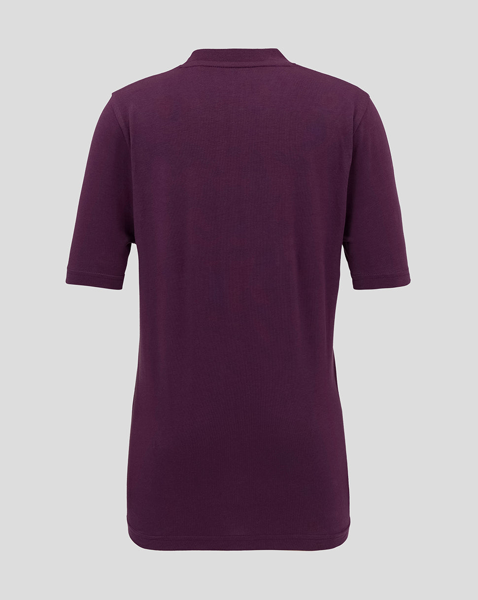Junior England Cricket 25/26 Lock Up Logo T-shirt - Blackberry Wine/Aqua Splash