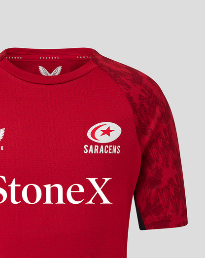 Saracens Junior 25/26 Training Short Sleeve Tee - Rhythmic Red