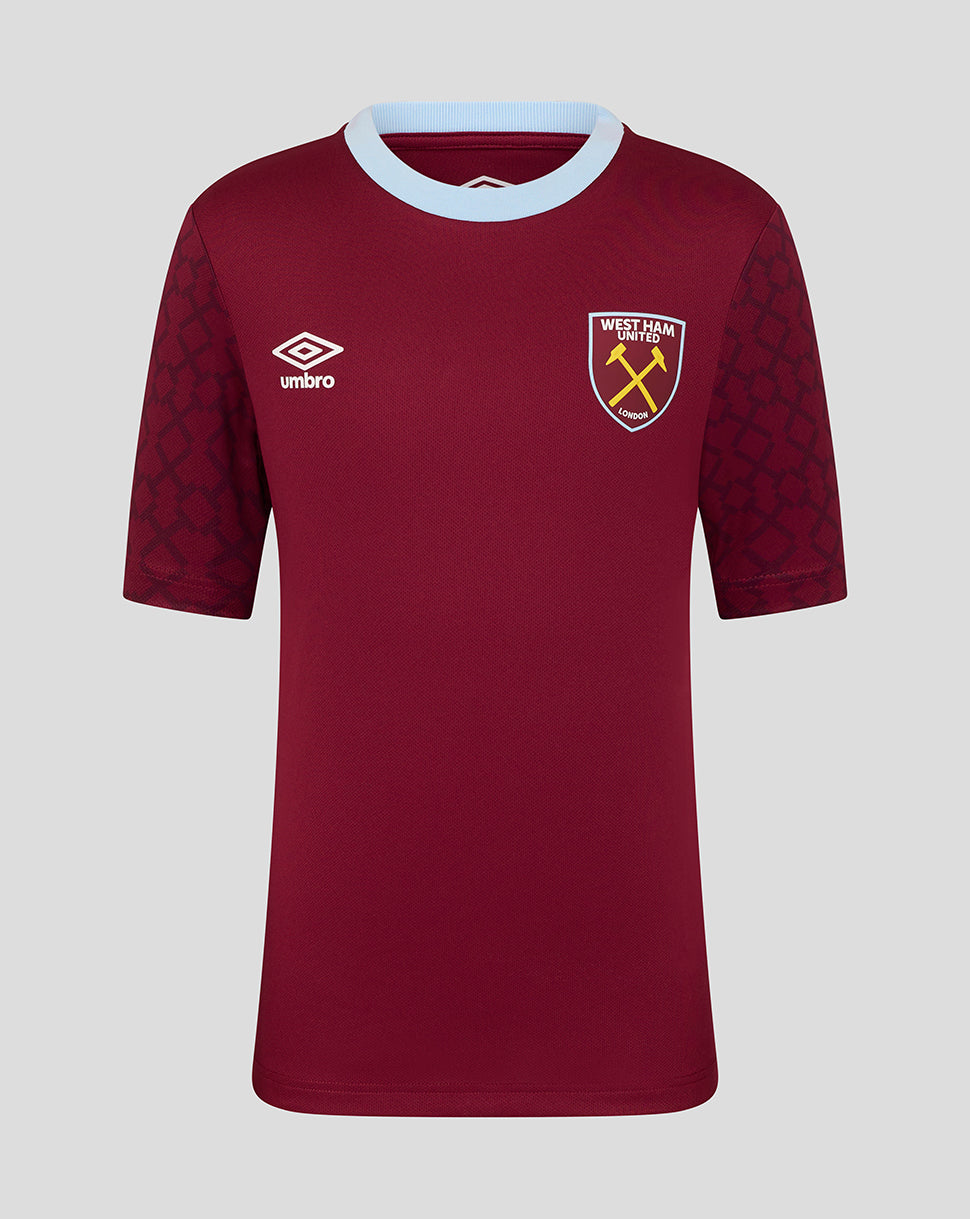 West Ham Junior Heim 25/26 Pre-Match-Kurzarm-Trikot - New Claret