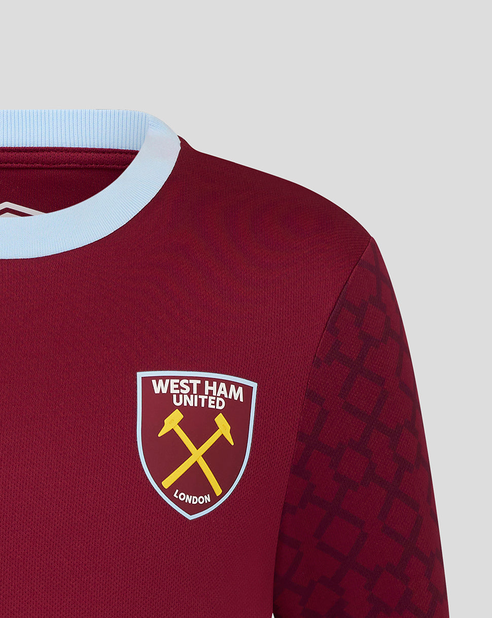 West Ham Junior Heim 25/26 Pre-Match-Kurzarm-Trikot - New Claret