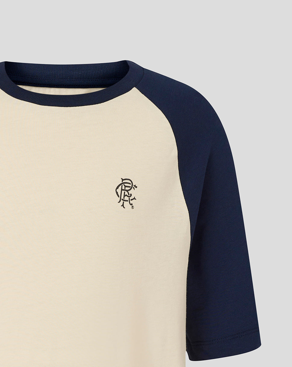Rangers Junior 25/26 Contemporary Raglan T-Shirt – Schwarz - Egret/Black Iris