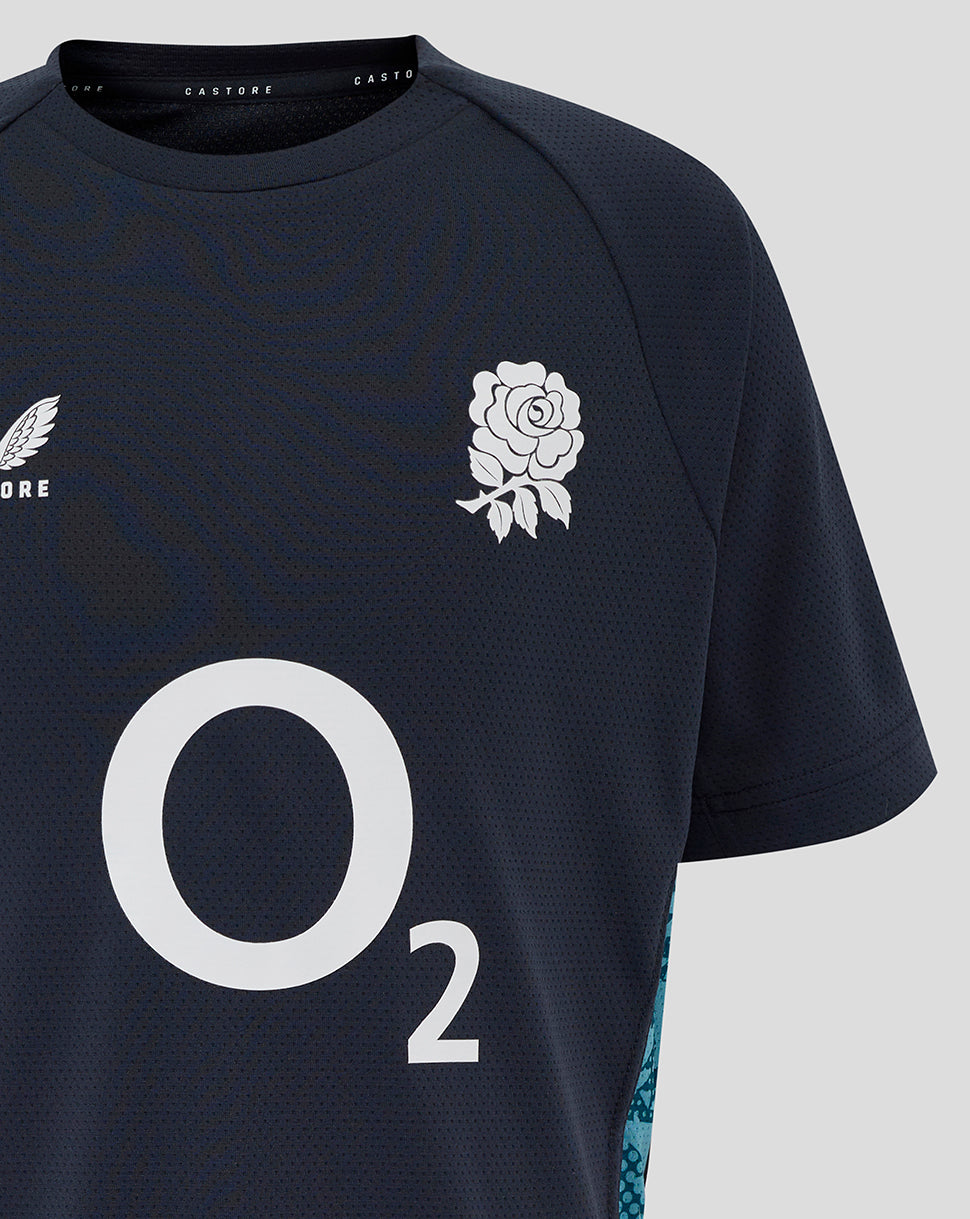 Junior England Rugby 25/26 Performance T-shirt met korte mouw – Inkwell - Inkwell/Storm Blue
