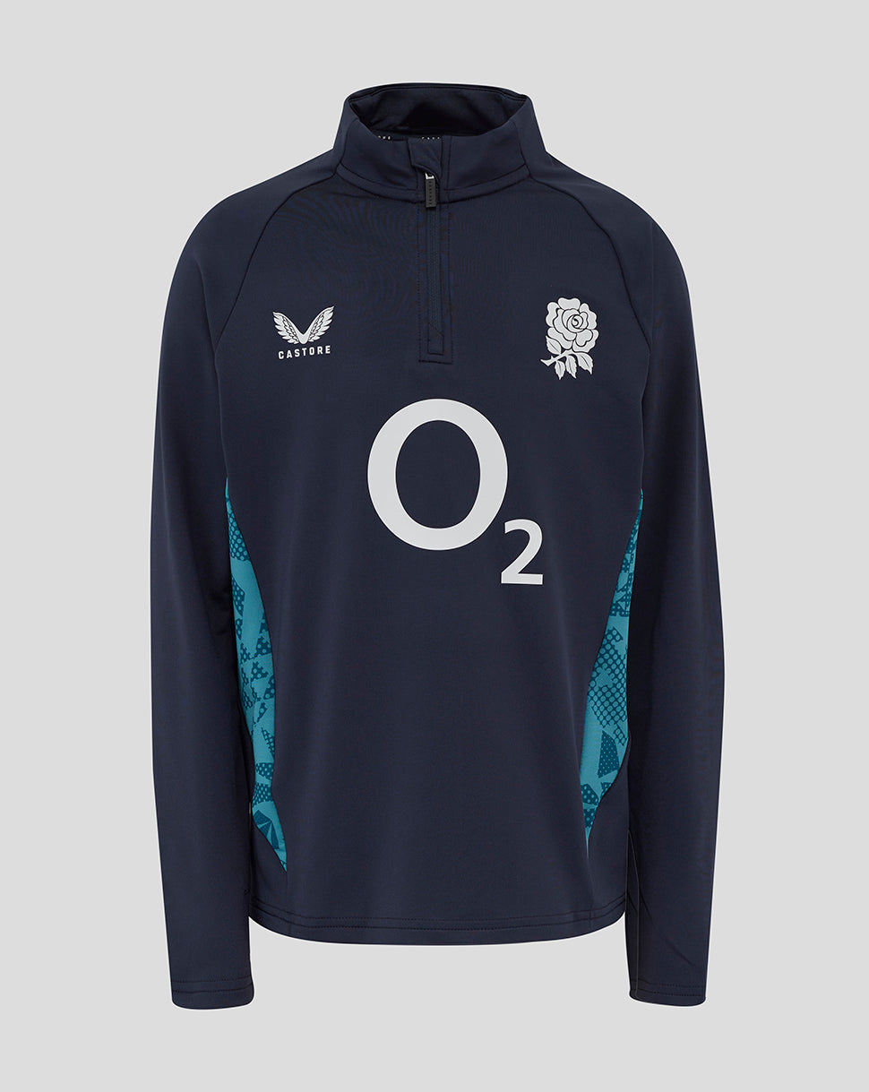 Junior England Rugby 25/26 Performance Midlayer Oberteil – Tintenblau - Inkwell/Storm Blue