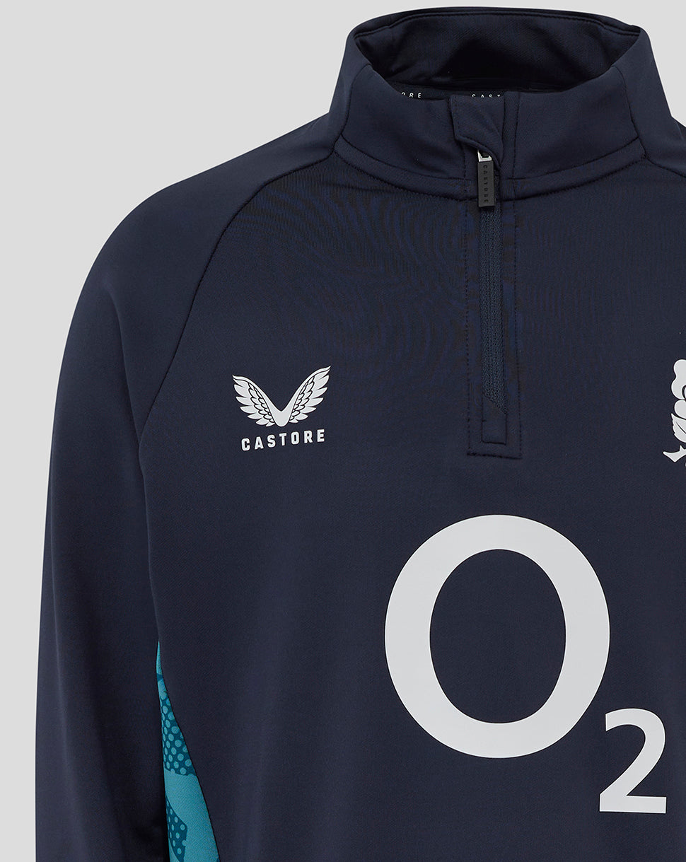 Junior England Rugby 25/26 Performance Midlayer Oberteil – Tintenblau - Inkwell/Storm Blue