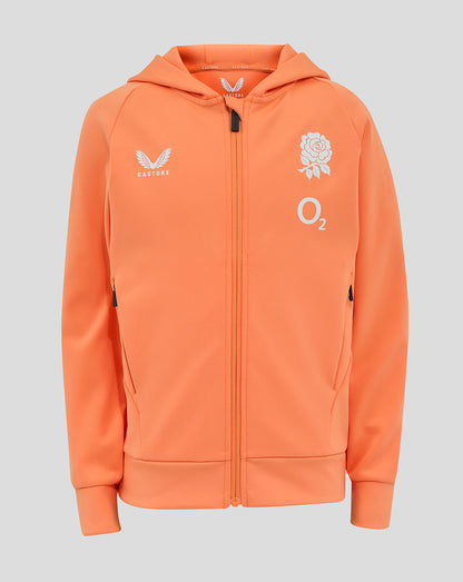 Junior England Rugby 25/26 Performance Full Zip Hoodie - Melon