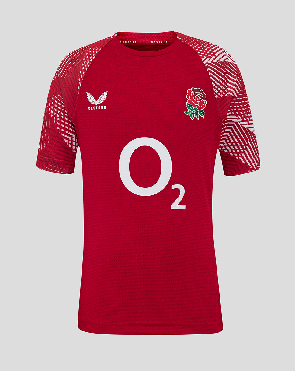 England Rugby Junior 25/26 Pre Match Short Sleeve T-Shirt - Jester Red