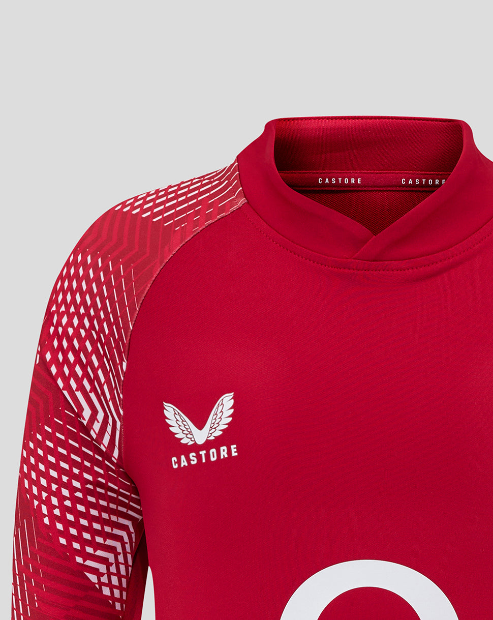 England Rugby Junior 25/26 Pre Match Drill Top - Jester Red - Jester Red/Brilliant White