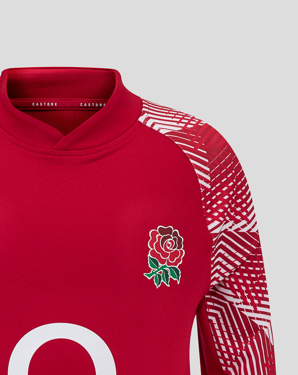 England Rugby Junior 25/26 Pre Match Drill Top - Jester Red - Jester Red/Brilliant White