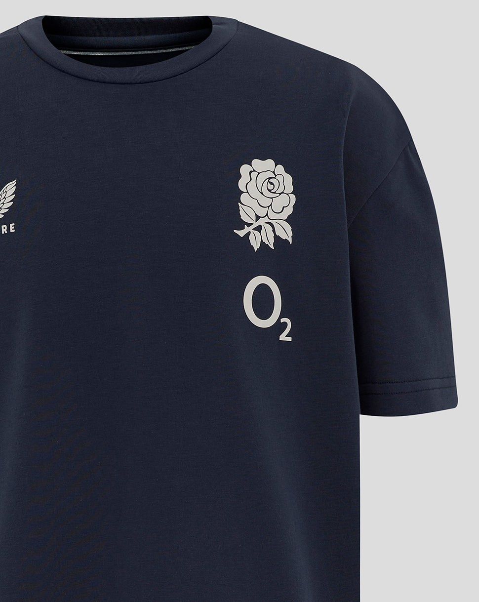 Junior England Rugby 25/26 Travel Kurzarm-T-Shirt – Inkwell - Inkwell