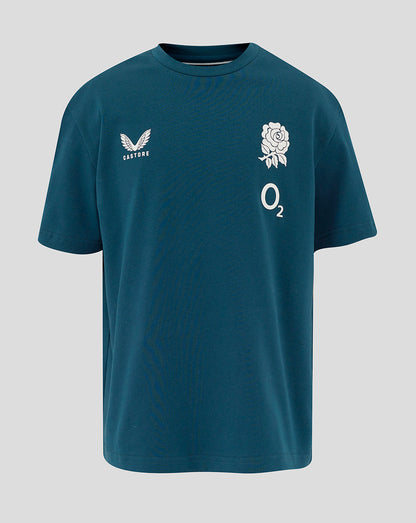 Junior England Rugby 25/26 Travel Short Sleeve T-Shirt - Reflecting Pond