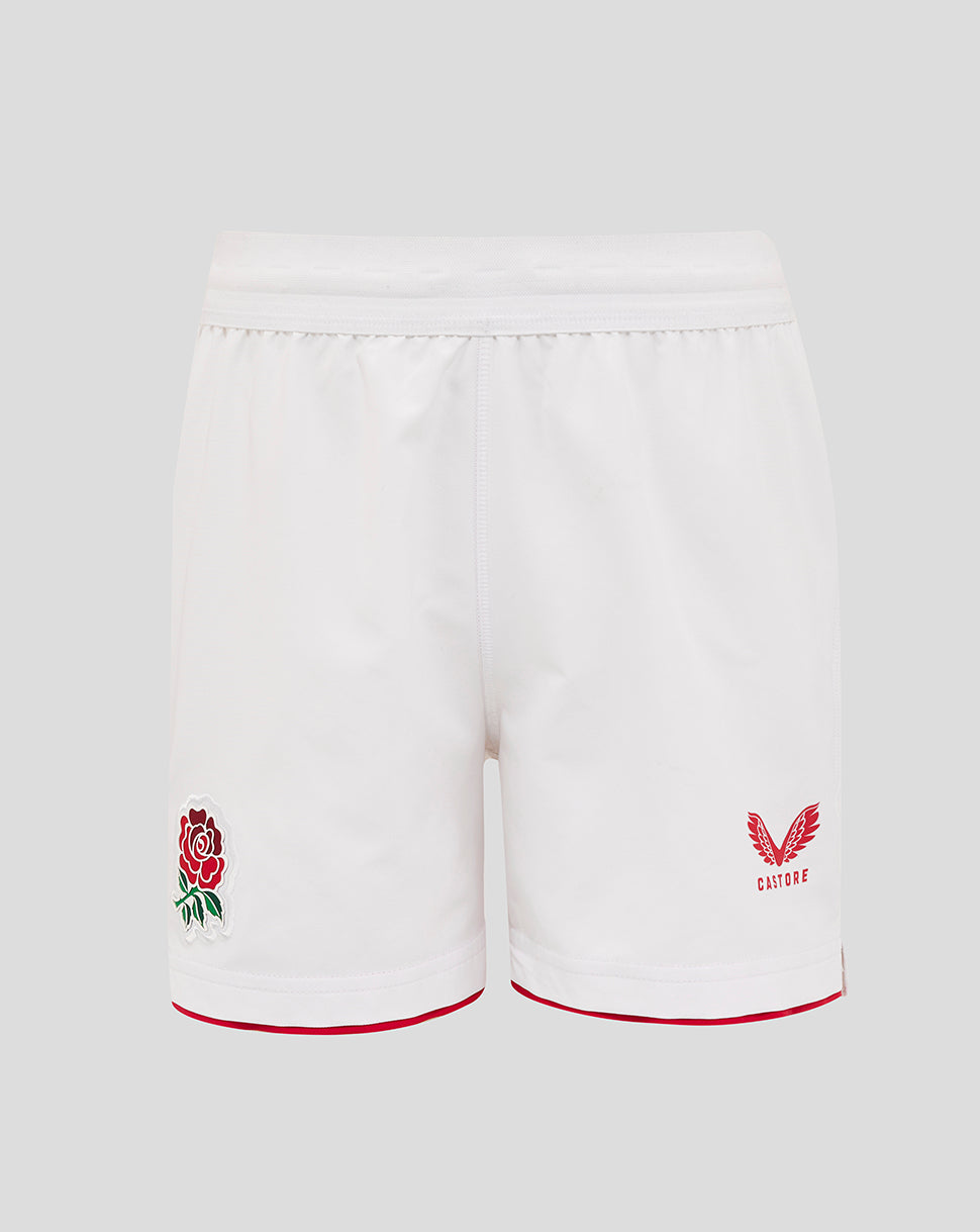 Pantalón corto Junior England Rugby 25/26 Local – Blanco brillante - Blanco brillante/Lipstick Red