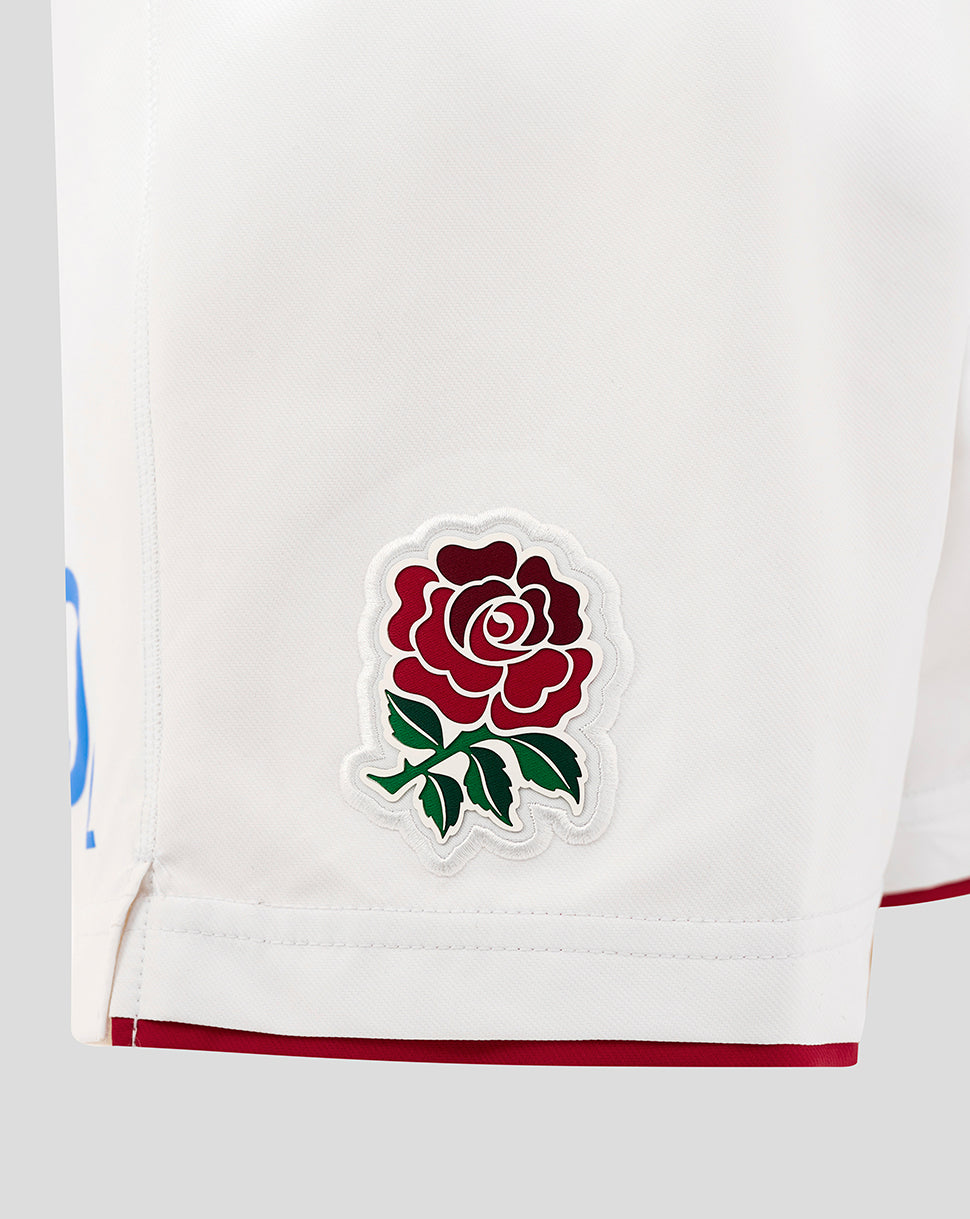Pantalón corto Junior England Rugby 25/26 Local – Blanco brillante - Blanco brillante/Lipstick Red