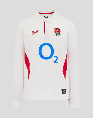Junior England Rugby 25/26 Home Classic Long Sleeve Shirt - Brilliant White