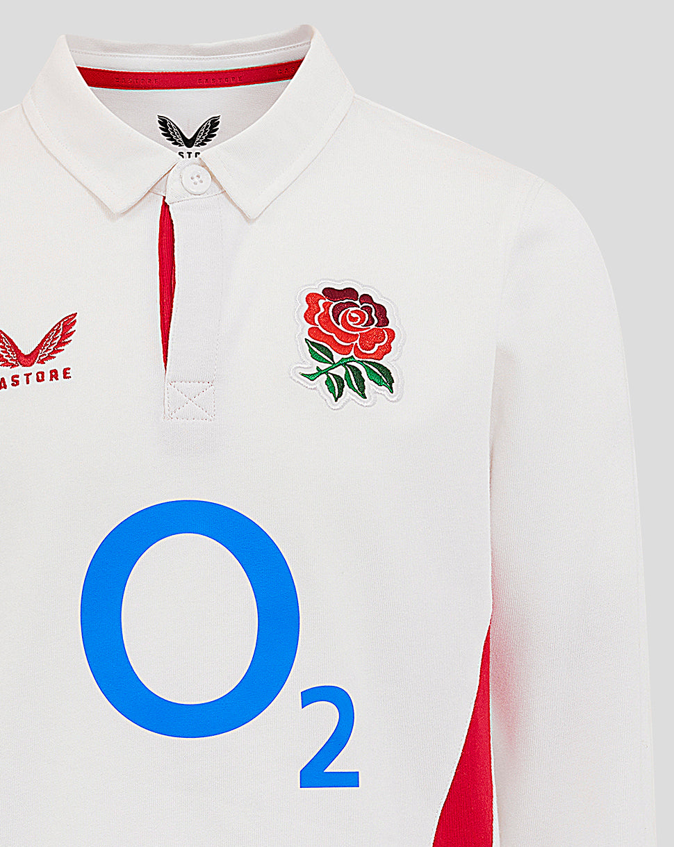Junior England Rugby 25/26 Home Classic Long Sleeve Shirt - Brilliant White