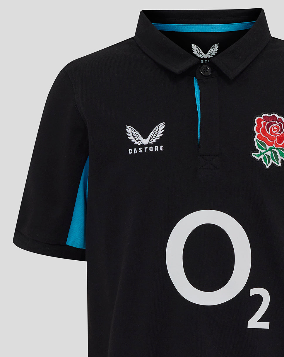 England Rugby 25/26 Alternate Classic Short Sleeve Shirt Junior - Caviar/Swim Cap