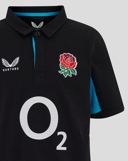 England Rugby 25/26 Alternate Classic Short Sleeve Shirt Junior - Caviar/Swim Cap
