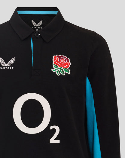 Junior England Rugby 25/26 Alternate Classic Long Sleeve Shirt - Caviar/Swim Cap