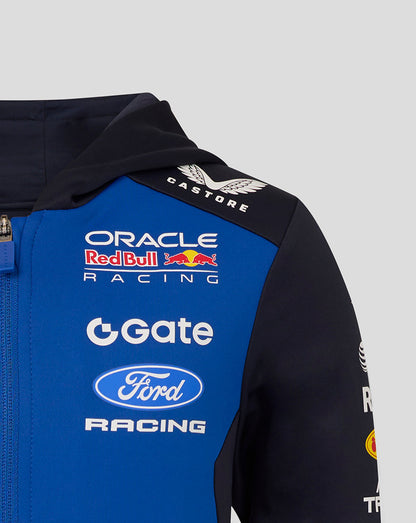 Jacket with Oracle Red Bull Racing, Gate, and Ford Racing logos on a gray background
