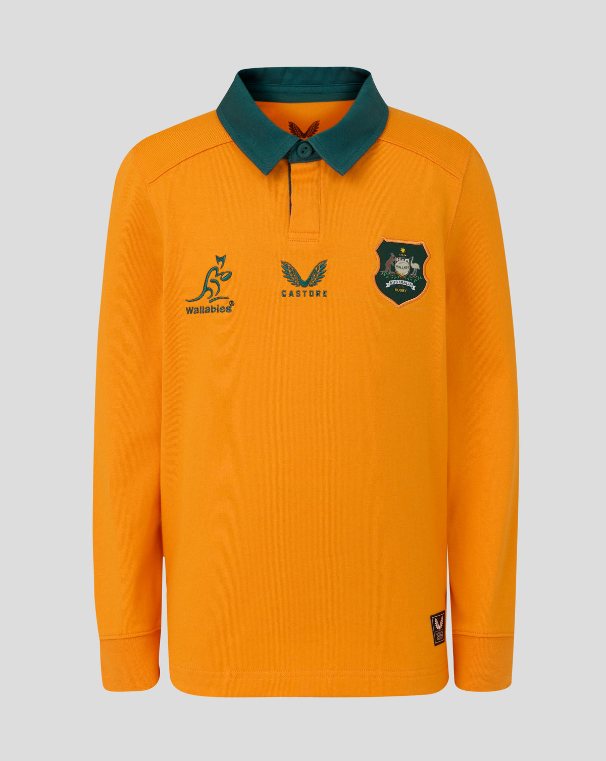 Rugby Australia Junior Wallabies Classic Long Sleeve Home Shirt - Gold - Gold/Green