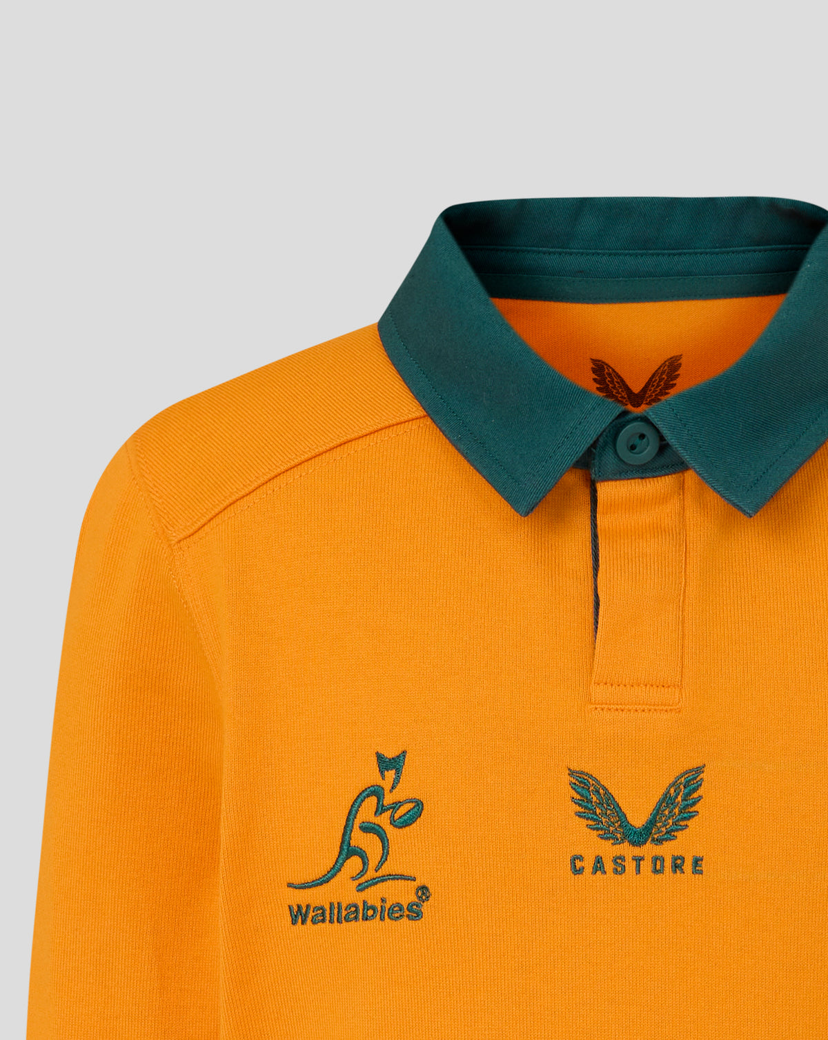 Rugby Australia Junior Wallabies Classic Long Sleeve Home Shirt - Gold - Gold/Green