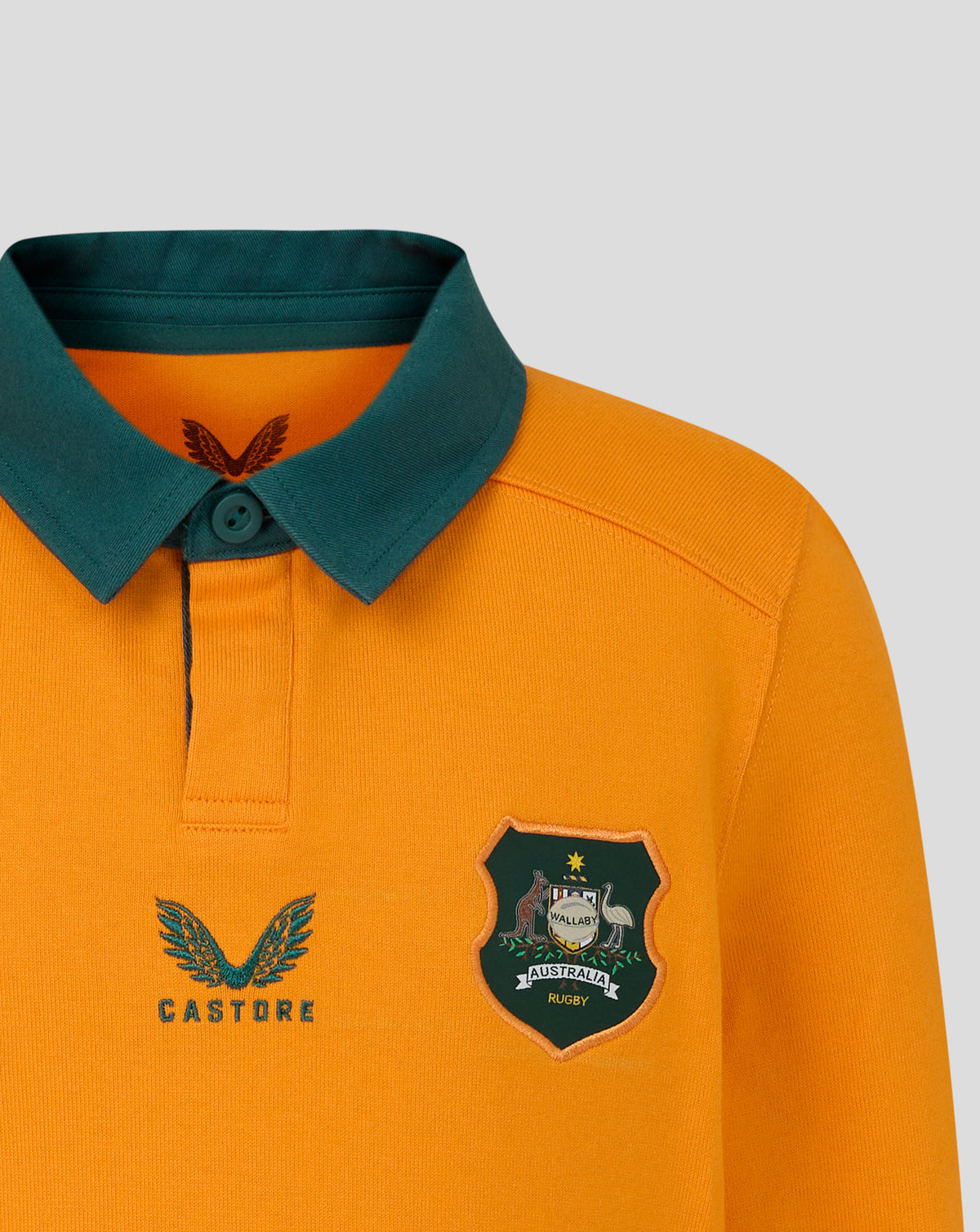 Rugby Australia Junior Wallabies Classic Long Sleeve Home Shirt - Gold - Gold/Green