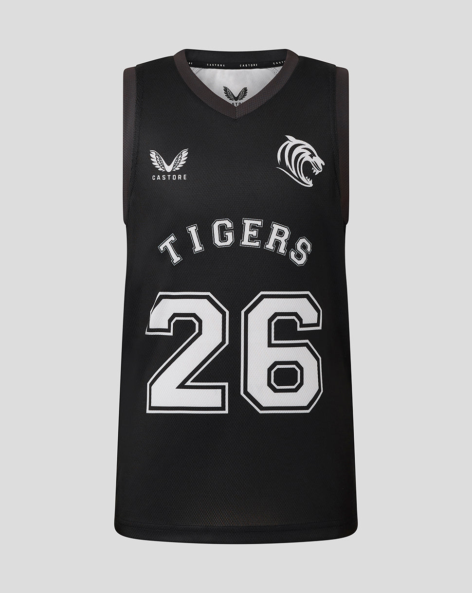 Leicester Tigers Junior 25/26 Training Basketball Weste – Caviar - Schwarz