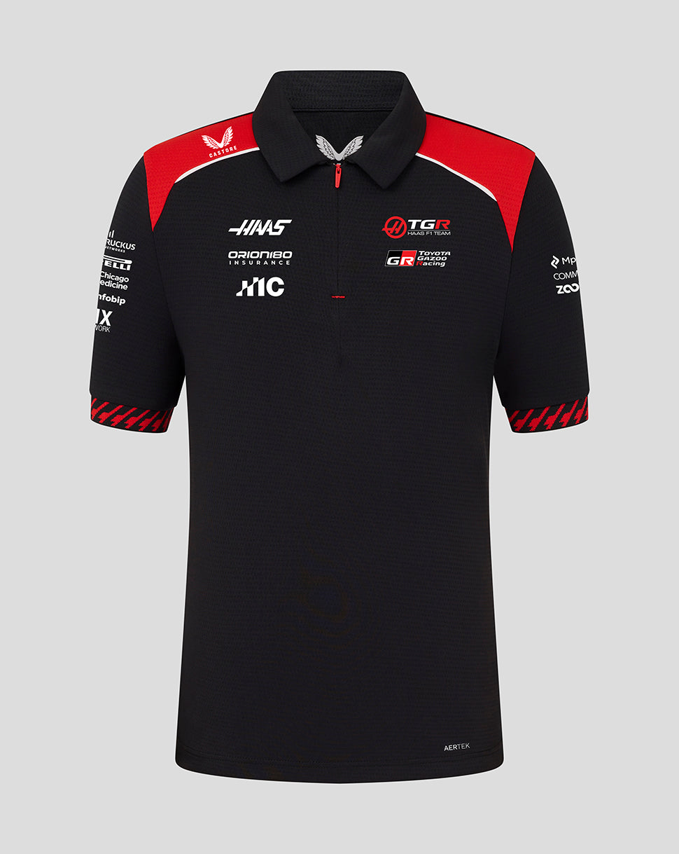 Official Haas Team junior poloshirt met korte mouw - Caviar/Flame Scarlet