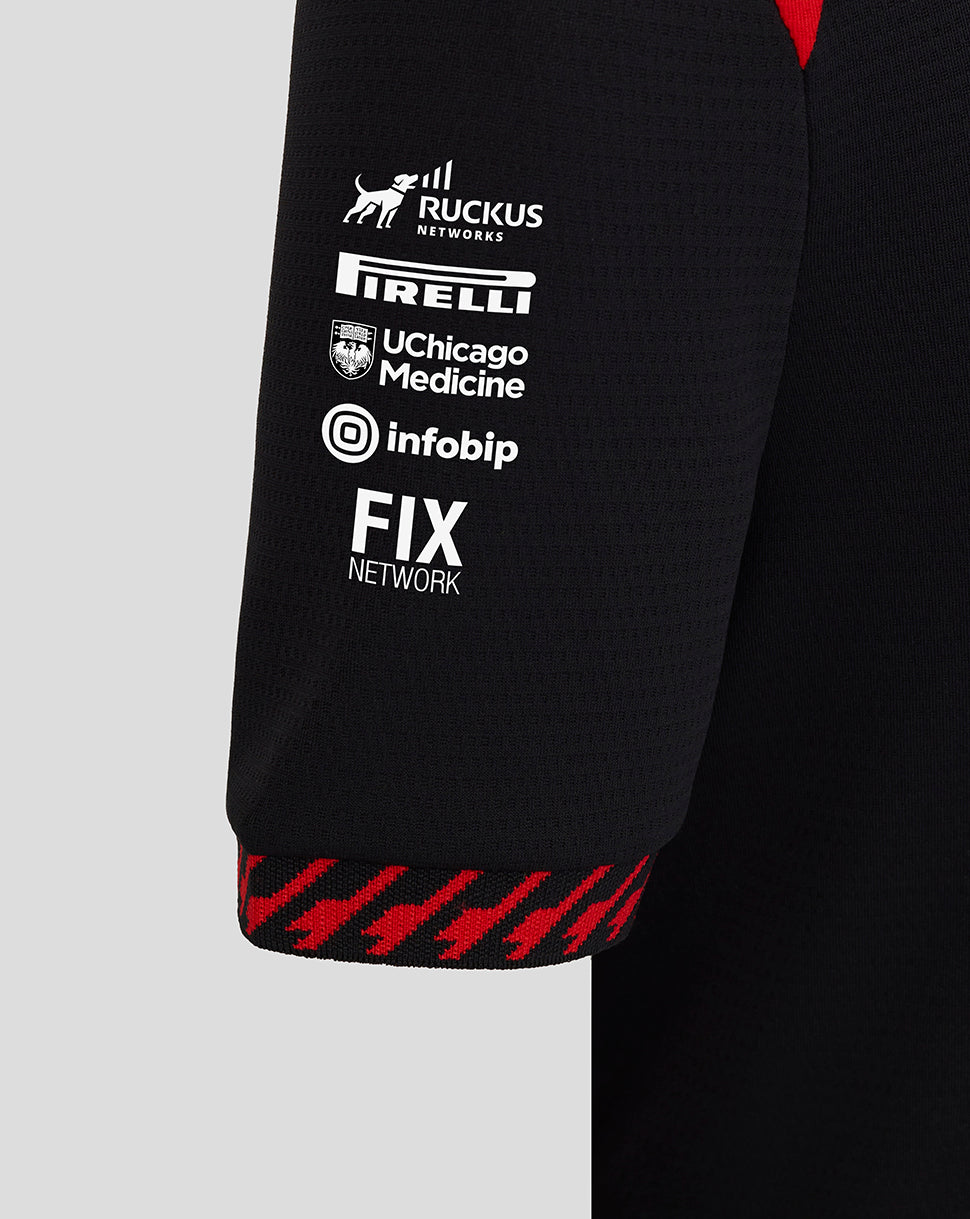 Official Haas Team junior poloshirt met korte mouw - Caviar/Flame Scarlet
