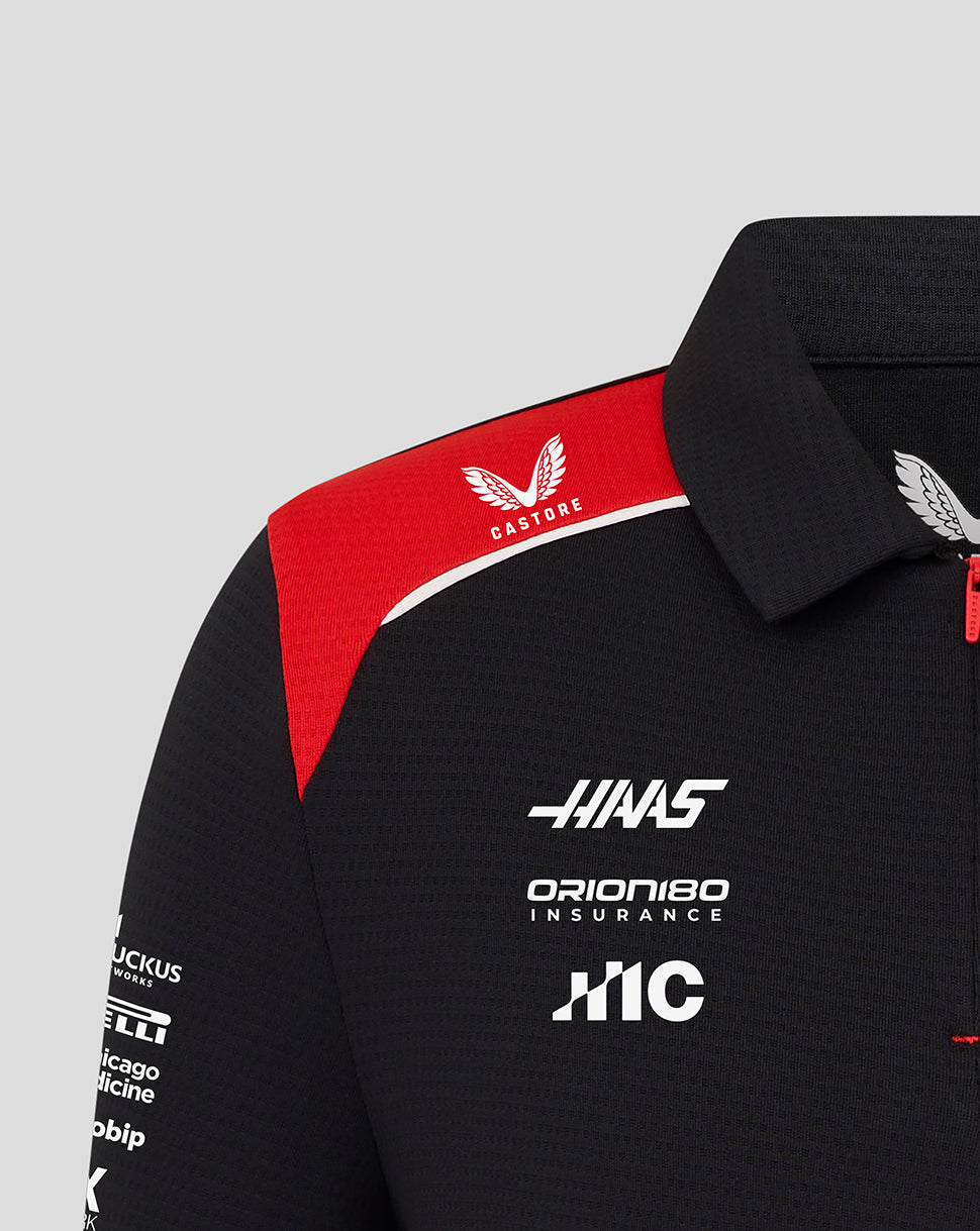 Official Haas Team junior poloshirt met korte mouw - Caviar/Flame Scarlet