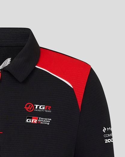 Black and red polo shirt with Toyota Gazoo Racing logos on a gray background
