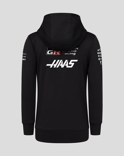 Black hoodie with 'Haas' and 'GR Racing' logos on a gray background