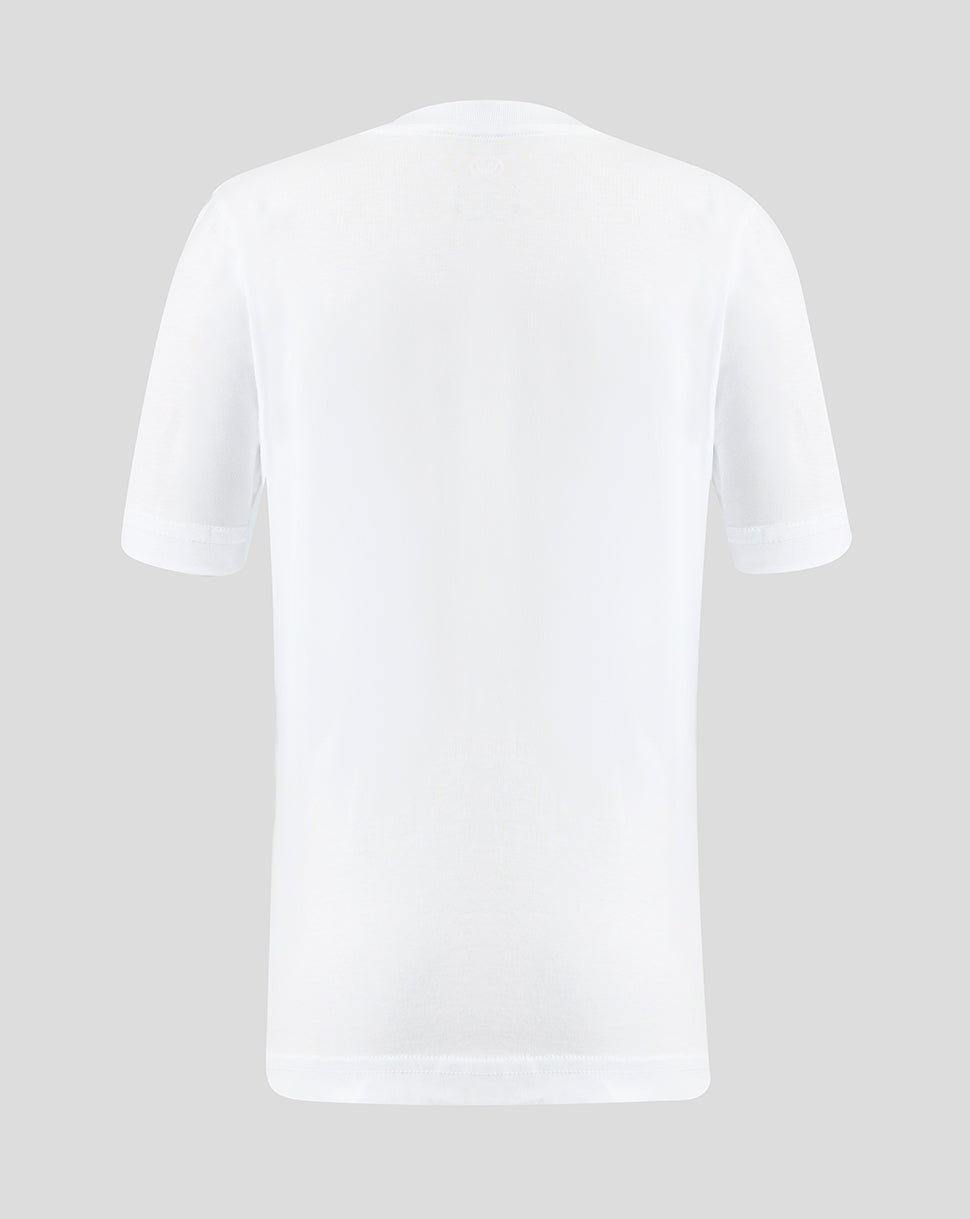Plain white t-shirt on a light gray background
