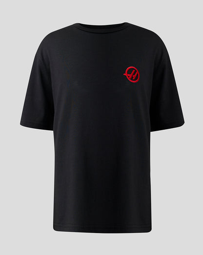 Official Haas Team Junior Monogram Linear Back Graphic T-Shirt - Black