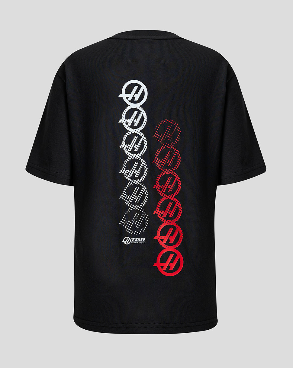 Official Haas Team Junior Monogram Linear Back Graphic T-Shirt - Black