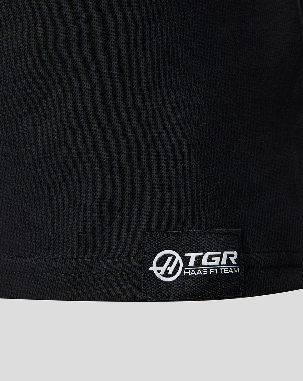 Official Haas Team Junior Monogram Linear Back Graphic T-Shirt - Black - Black