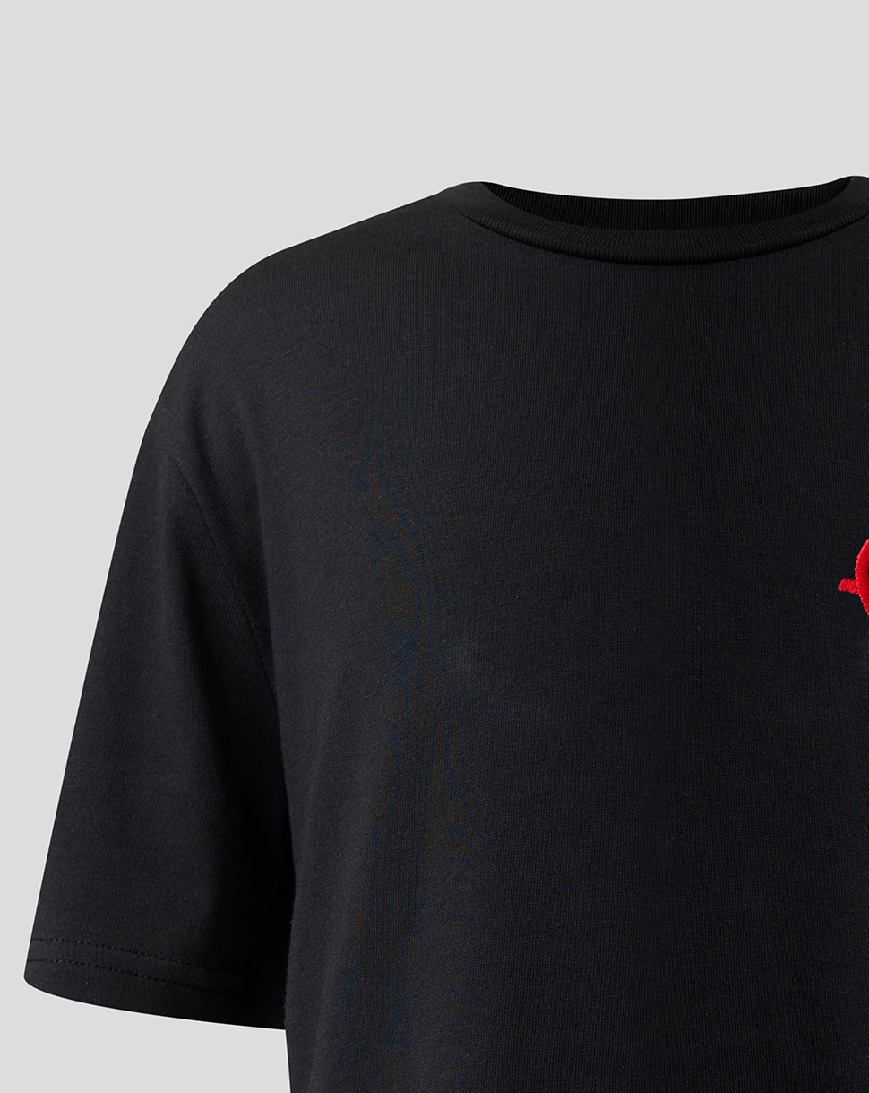 Official Haas Team Junior Monogram Linear Back Graphic T-Shirt - Black - Black