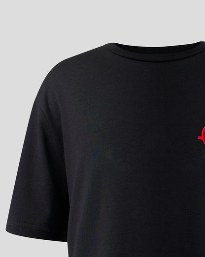 Official Haas Team Junior Monogram Linear Back Graphic T-Shirt - Black