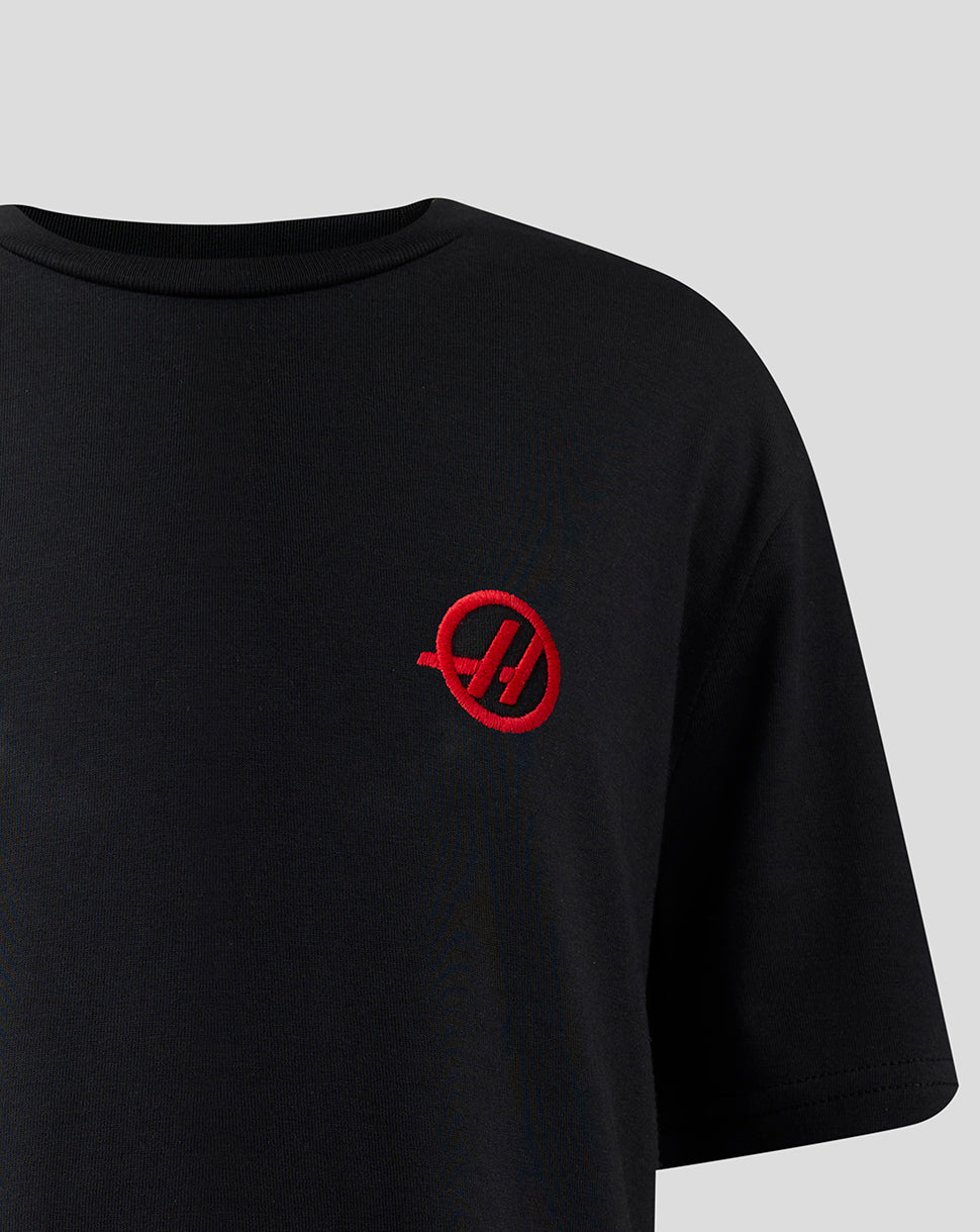 Official Haas Team Junior Monogram Linear Back Graphic T-Shirt - Black - Black