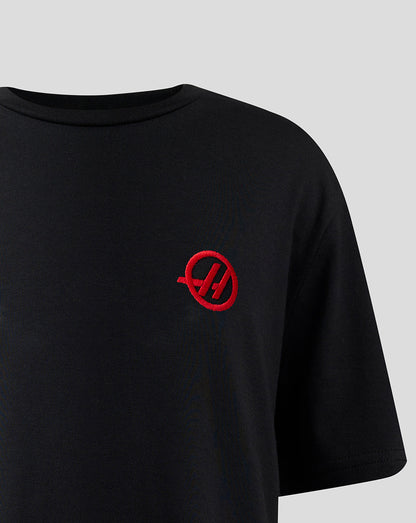 Official Haas Team Junior Monogram Linear Back Graphic T-Shirt - Black