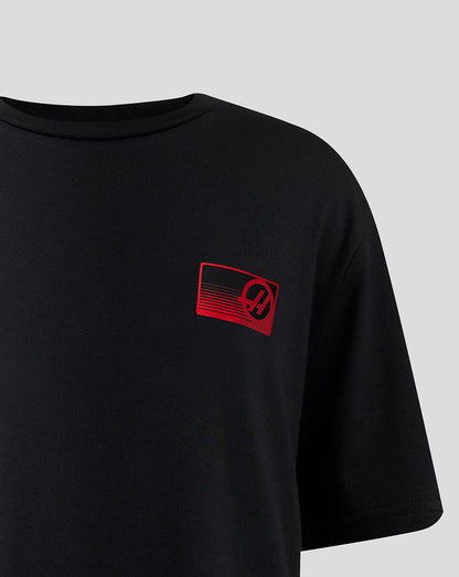 Official Haas Team Junior Full Logo Back Graphic T-Shirt - Black